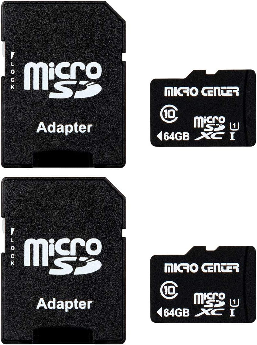 Micro Center 64GB Class 10 Microsdhc Flash Memory Card with Adapter, 2Pack